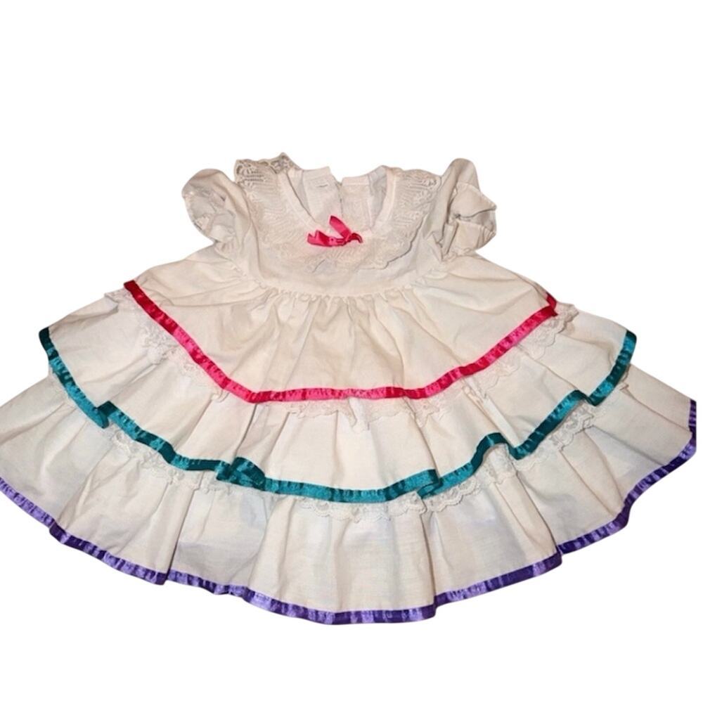 Vintage Marthas Friends 12M Ruffled Baby Girl Dress Cottagecore Coquette 80s/90s